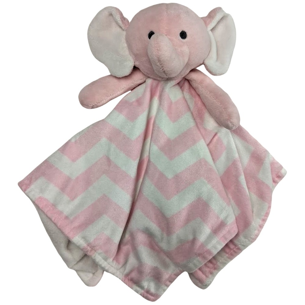 Carter's Pink White Chevron Zig Zap‎ Elephant Baby Security Blanket Lovey Girl